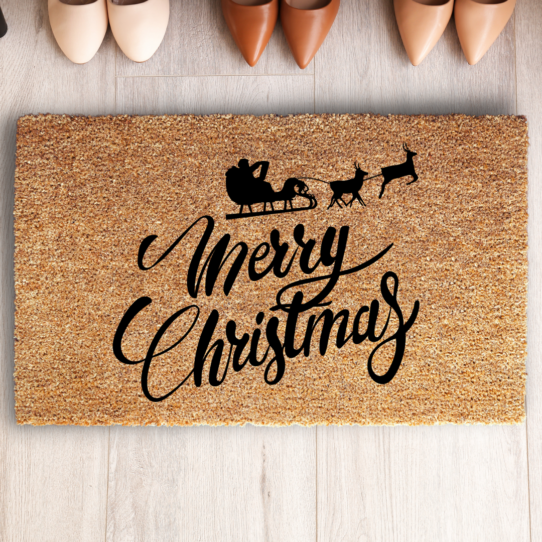 Santa's Sleigh Welcome Christmas Doormat