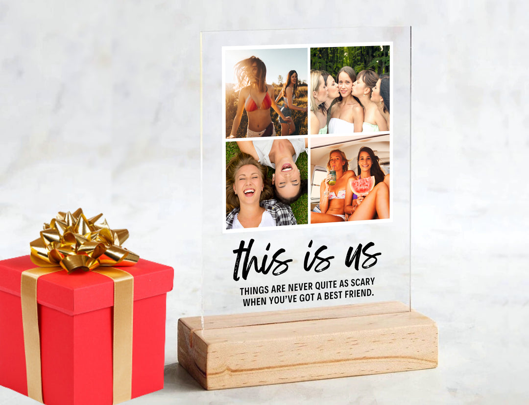 Acrylic 4 Photos Print with Stand & Handwriting Header