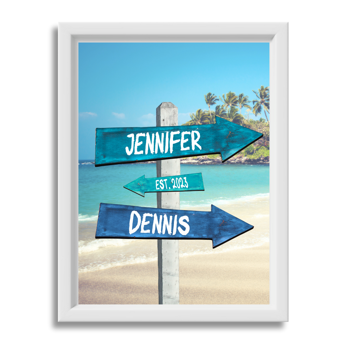 Custom Blue Beach-Sign Poster