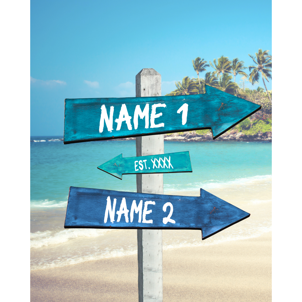 Custom Blue Beach-Sign Poster
