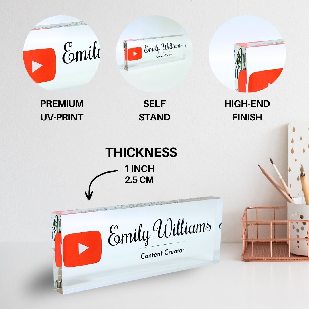 Personalized Acrylic Name Block - Logo (Clear Background)