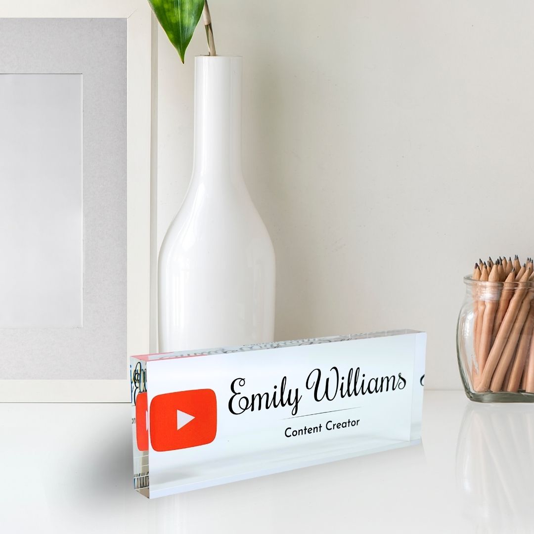 Personalized Acrylic Name Block - Logo (Clear Background)