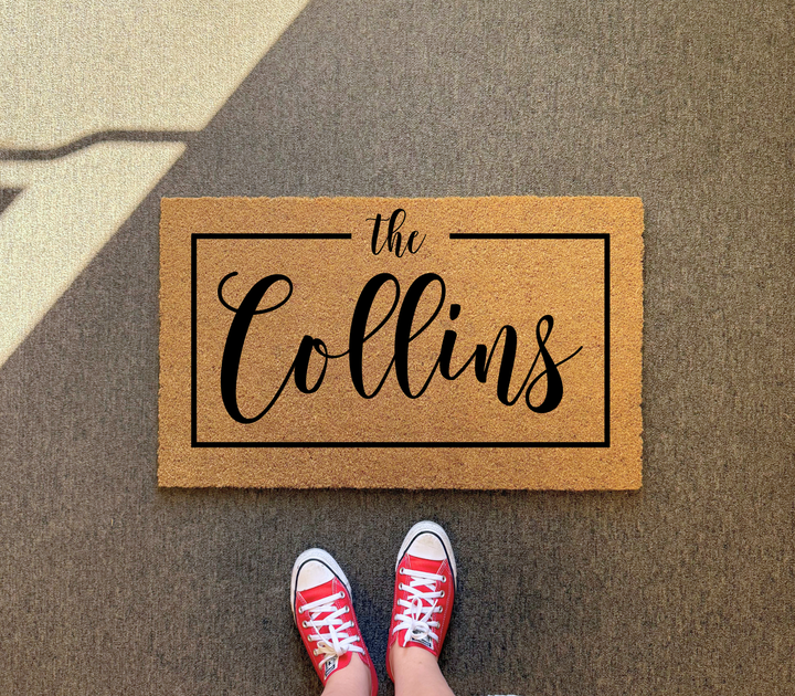 Personalized Family Name Doormat with Frame
