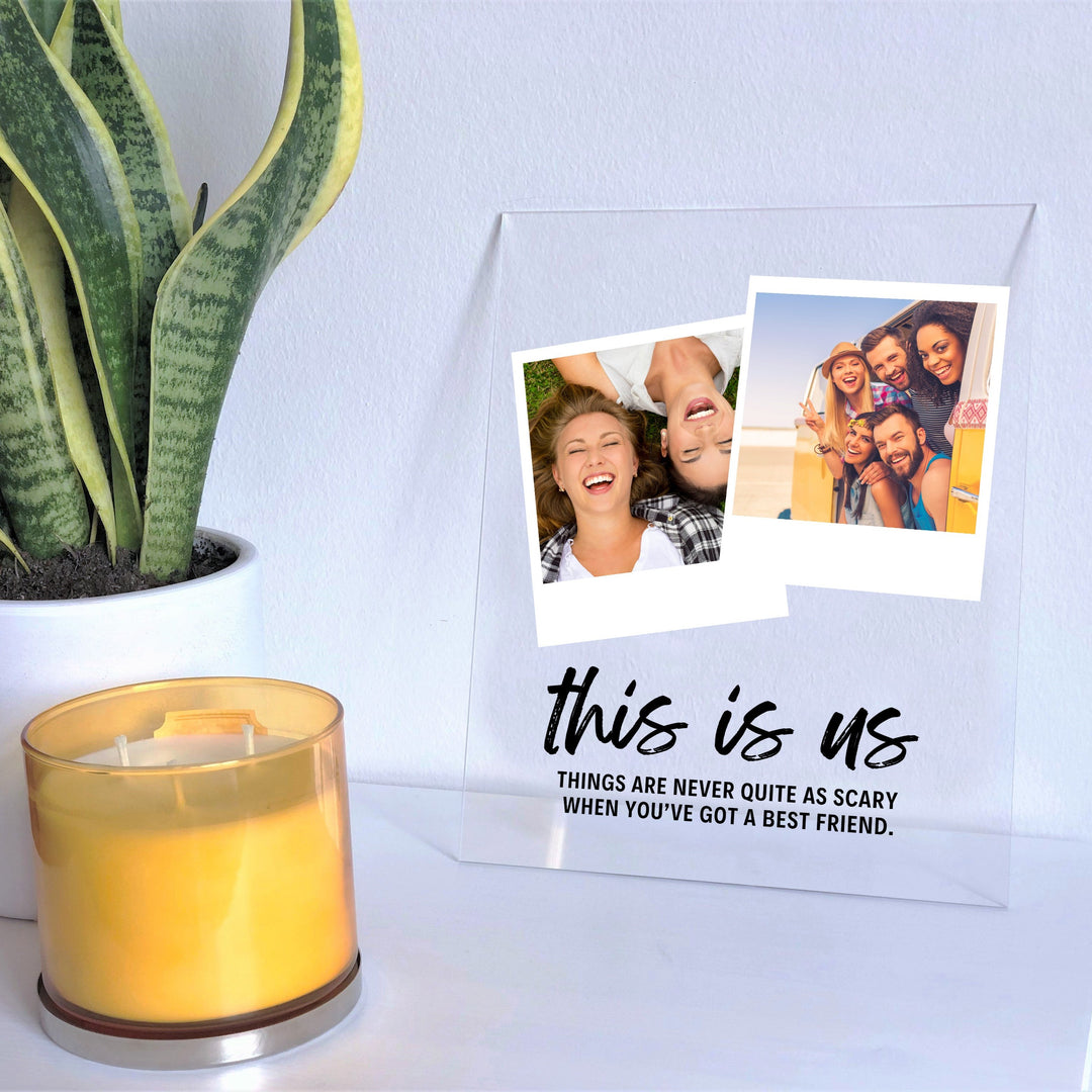 Acrylic 2 Photos Print with Stand & Handwriting Header