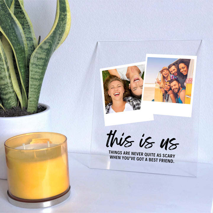 Acrylic 2 Photos Print with Stand & Handwriting Header