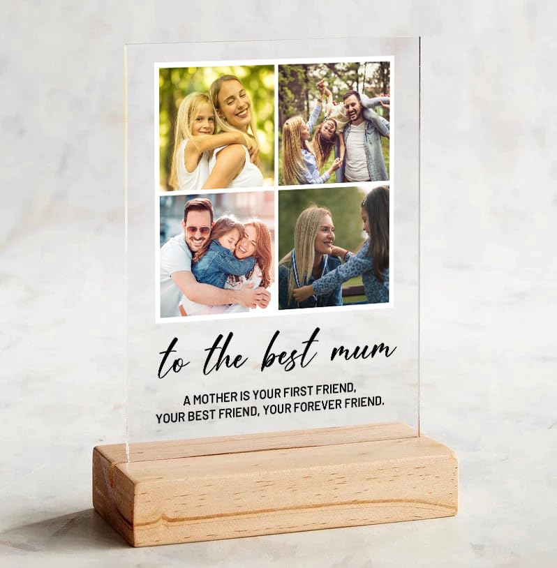 Acrylic 4 Photos Print with Stand & Handwriting Header