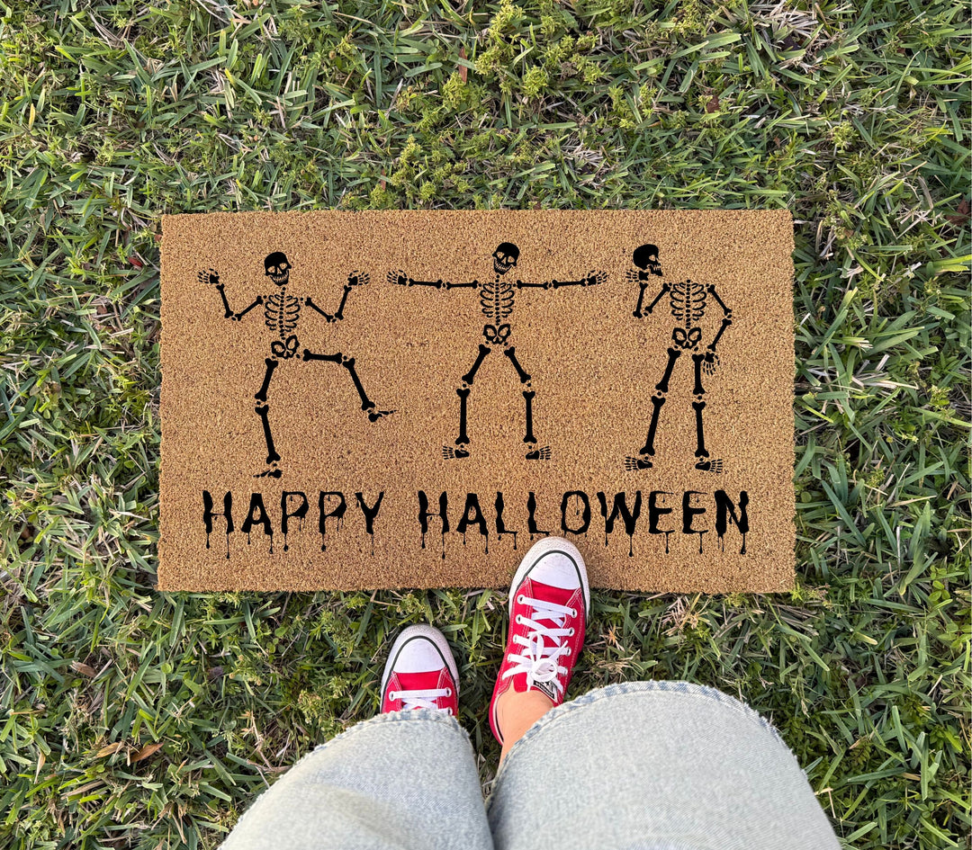 Happy Halloween Skeletons Doormat