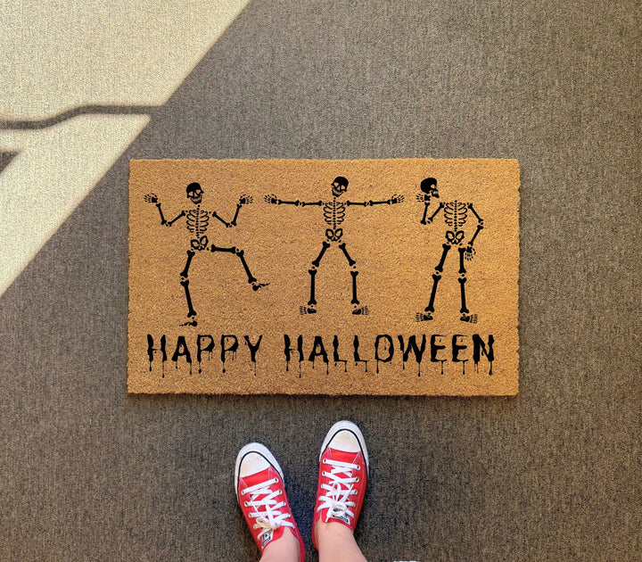 Happy Halloween Skeletons Doormat