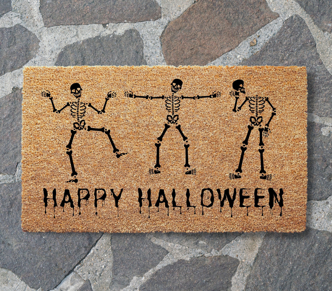 Happy Halloween Skeletons Doormat