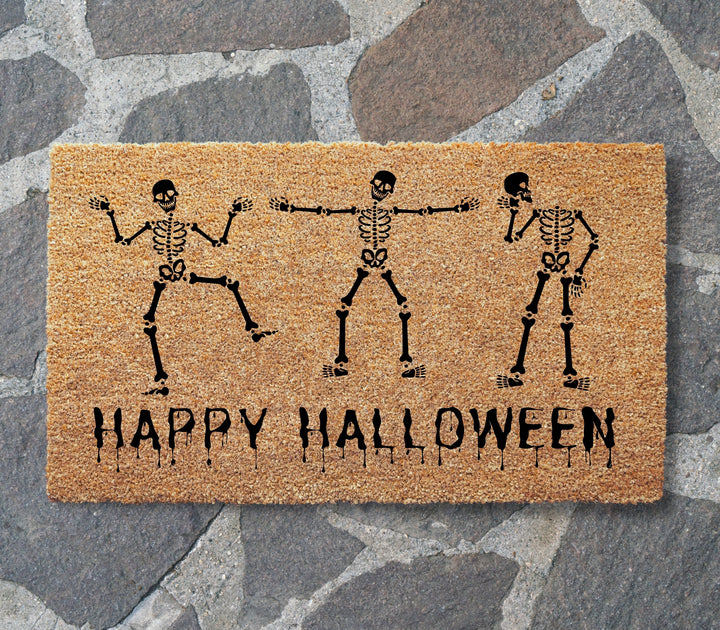 Happy Halloween Skeletons Doormat