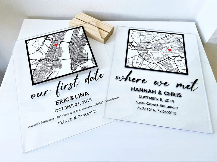 Where We Met Personalized Map Plaque