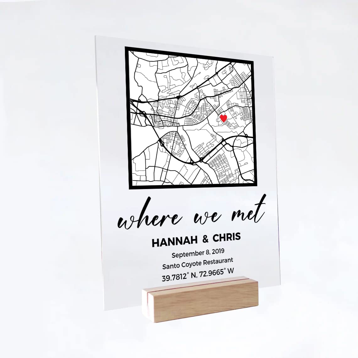 Where We Met Map Plaque