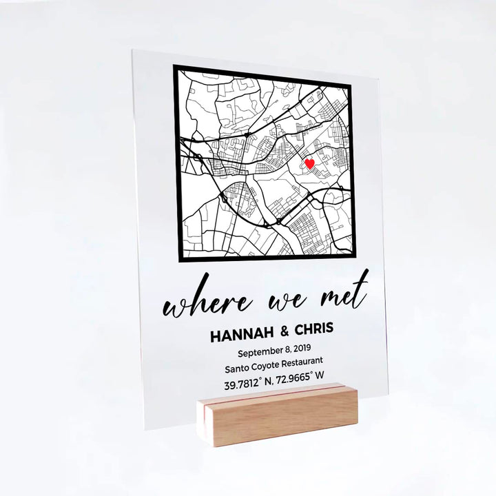 Where We Met Personalized Map Plaque