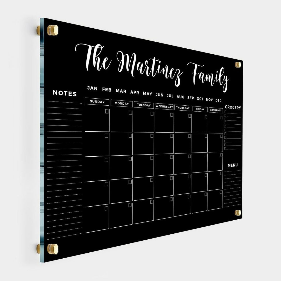 Personalized Family Name Calendar with 3 Side Headers - Black