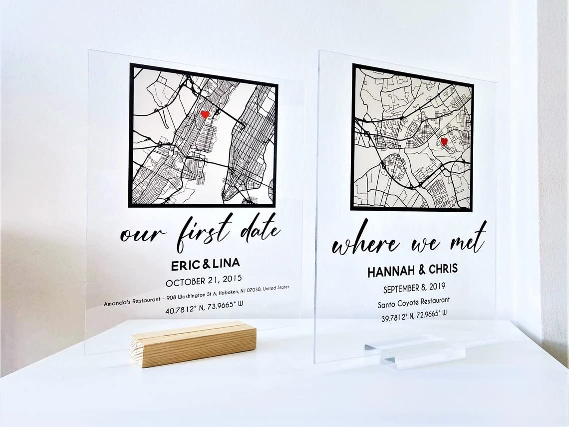 Where We Met Map Plaque