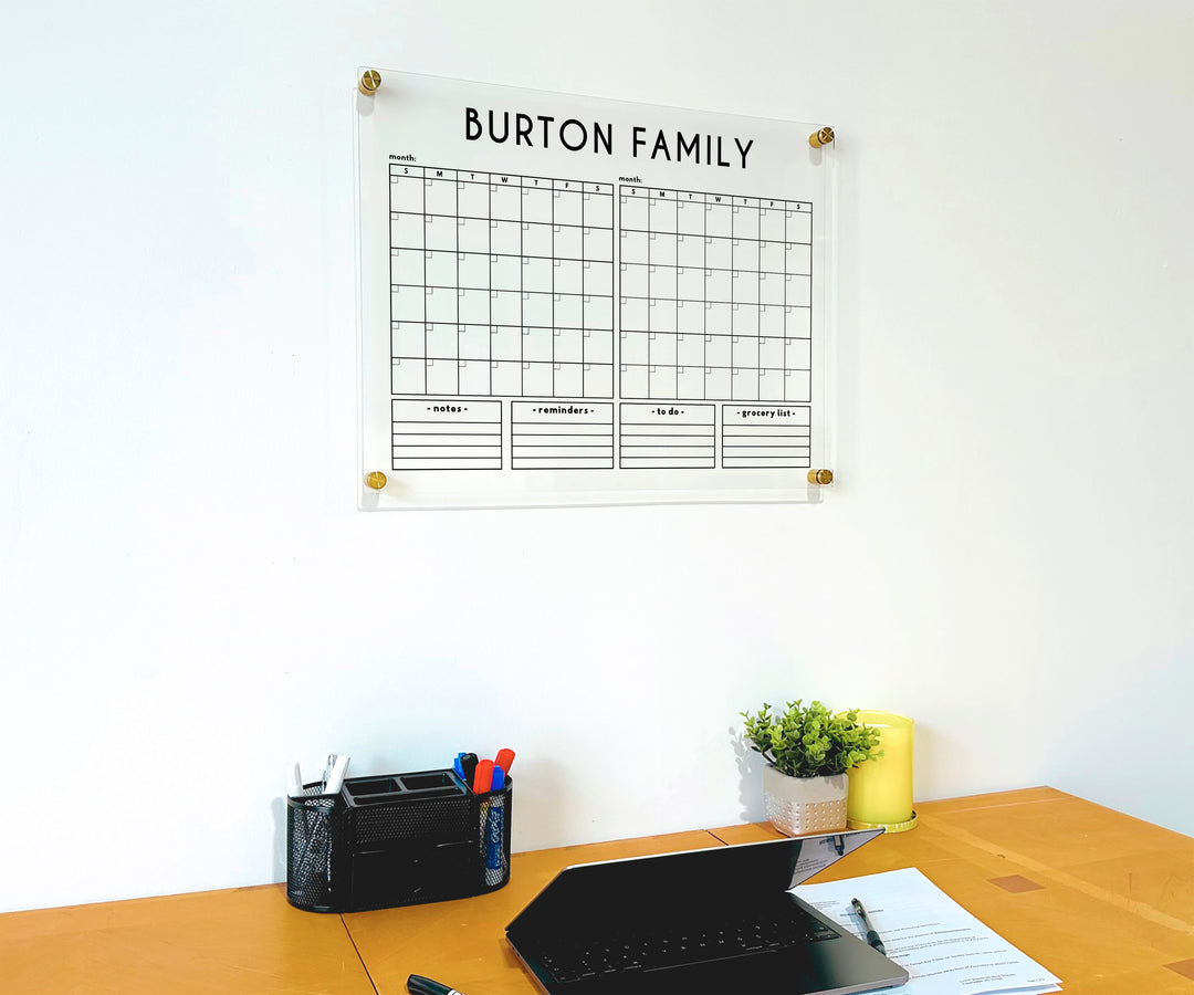 Personalized Two Month Family Calendar with 4 Side Headers