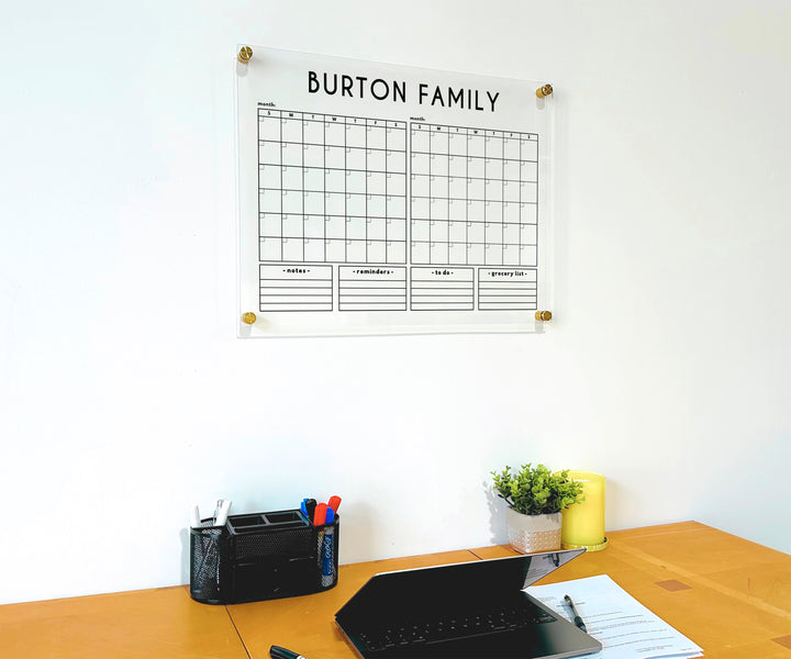 Personalized Two Month Family Calendar with 4 Side Headers