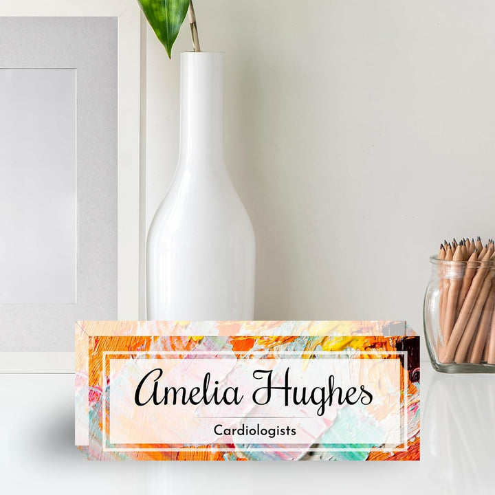 Personalized Desk Name Block - Orange Paint