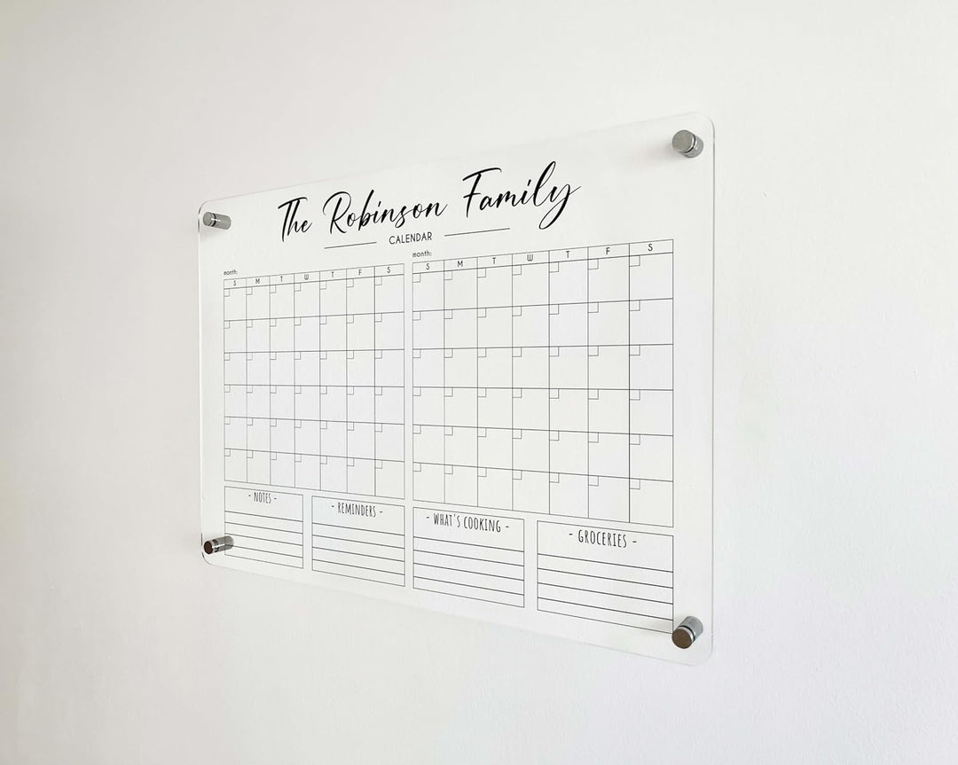 Personalized Two Month Family Calendar with 4 Side Headers