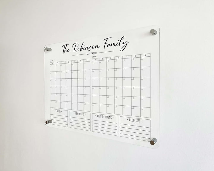 Personalized Two Month Family Calendar with 4 Side Headers