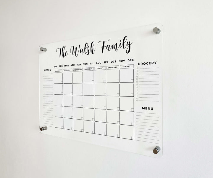 Personalized Family Name Calendar with 3 Side Headers - Black