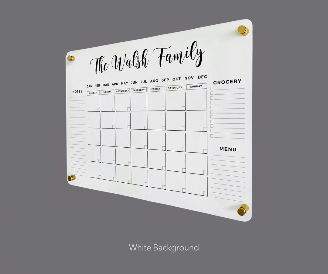 Personalized Family Name Calendar with 3 Side Headers - Black