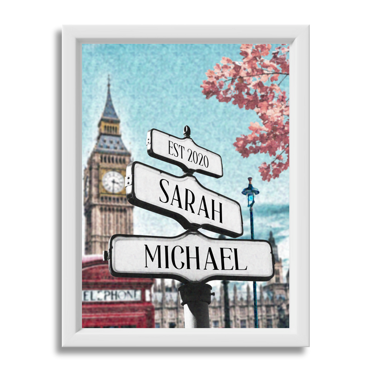 Roadcrossing Street Sign Canvas - Couple Street Sign London Big Ben