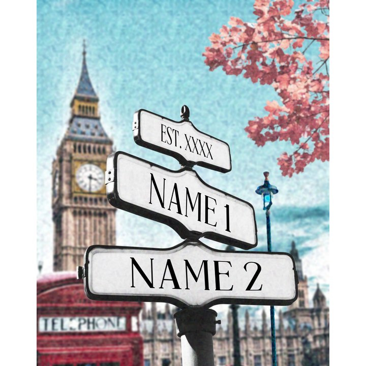 Roadcrossing Street Sign Canvas - Couple Street Sign London Big Ben