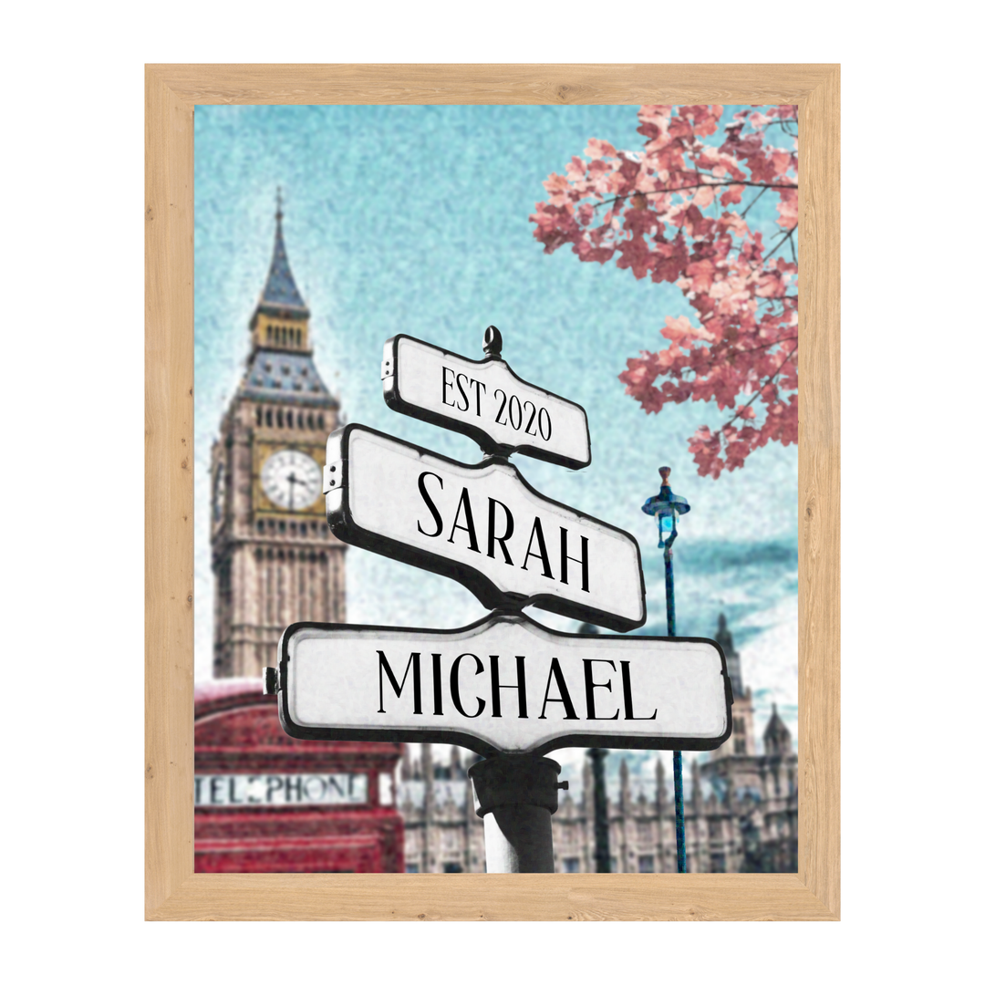 Roadcrossing Street Sign Canvas - Couple Street Sign London Big Ben