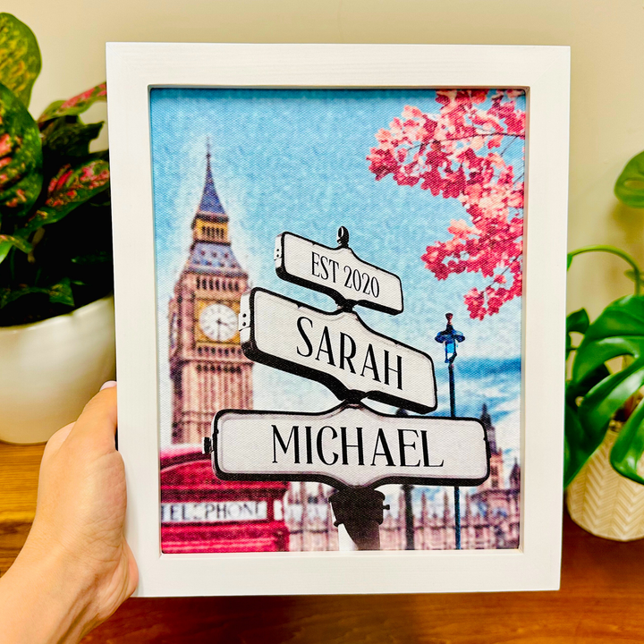 Roadcrossing Street Sign Canvas - Couple Street Sign London Big Ben