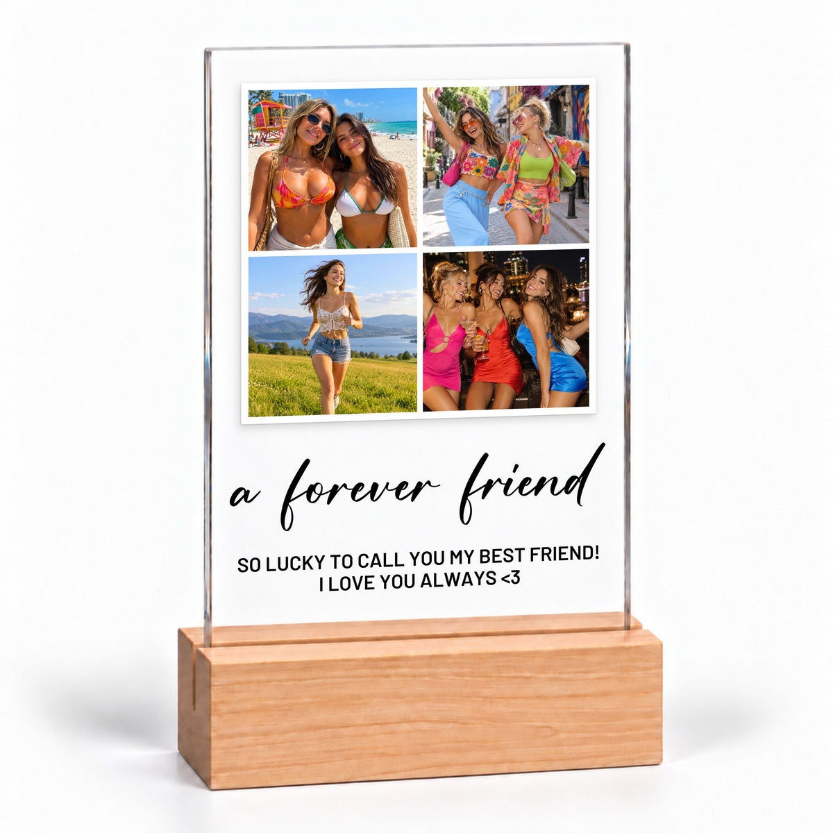 Four Photo Collage Plaque - Script Message