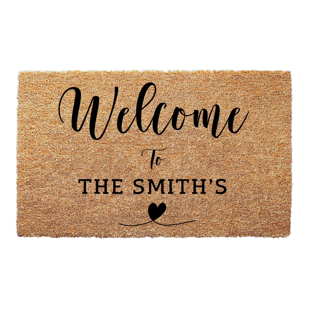 Personalized Welcome Doormat Heart Design