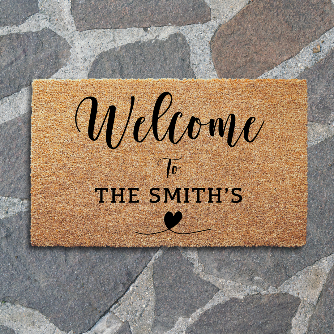 Personalized Welcome Doormat Heart Design