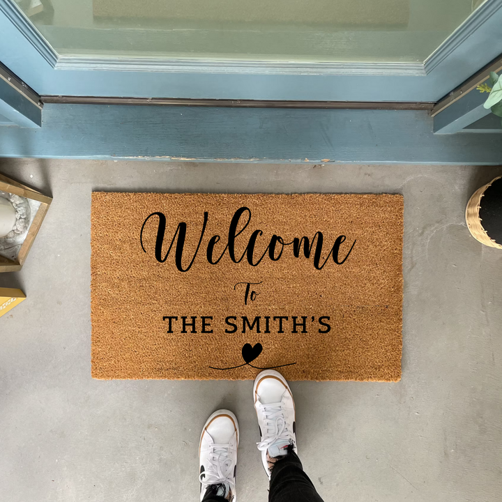 Personalized Welcome Doormat Heart Design