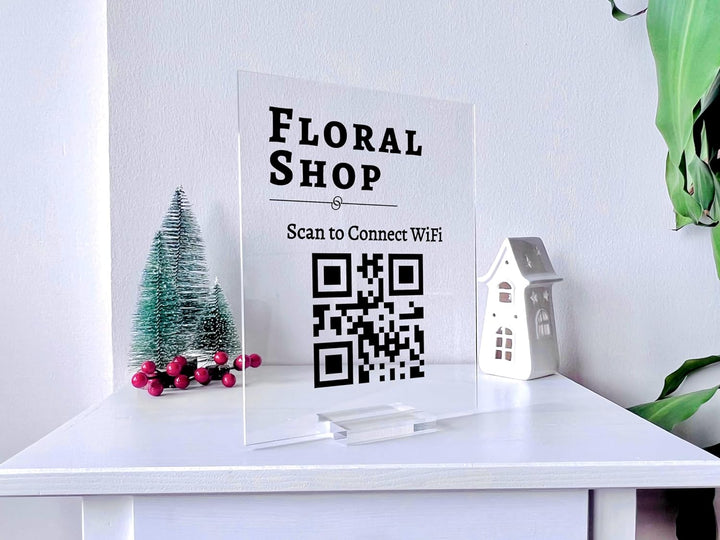 Business QR Code & Logo Sign for Social Media, Venmo, Wifi