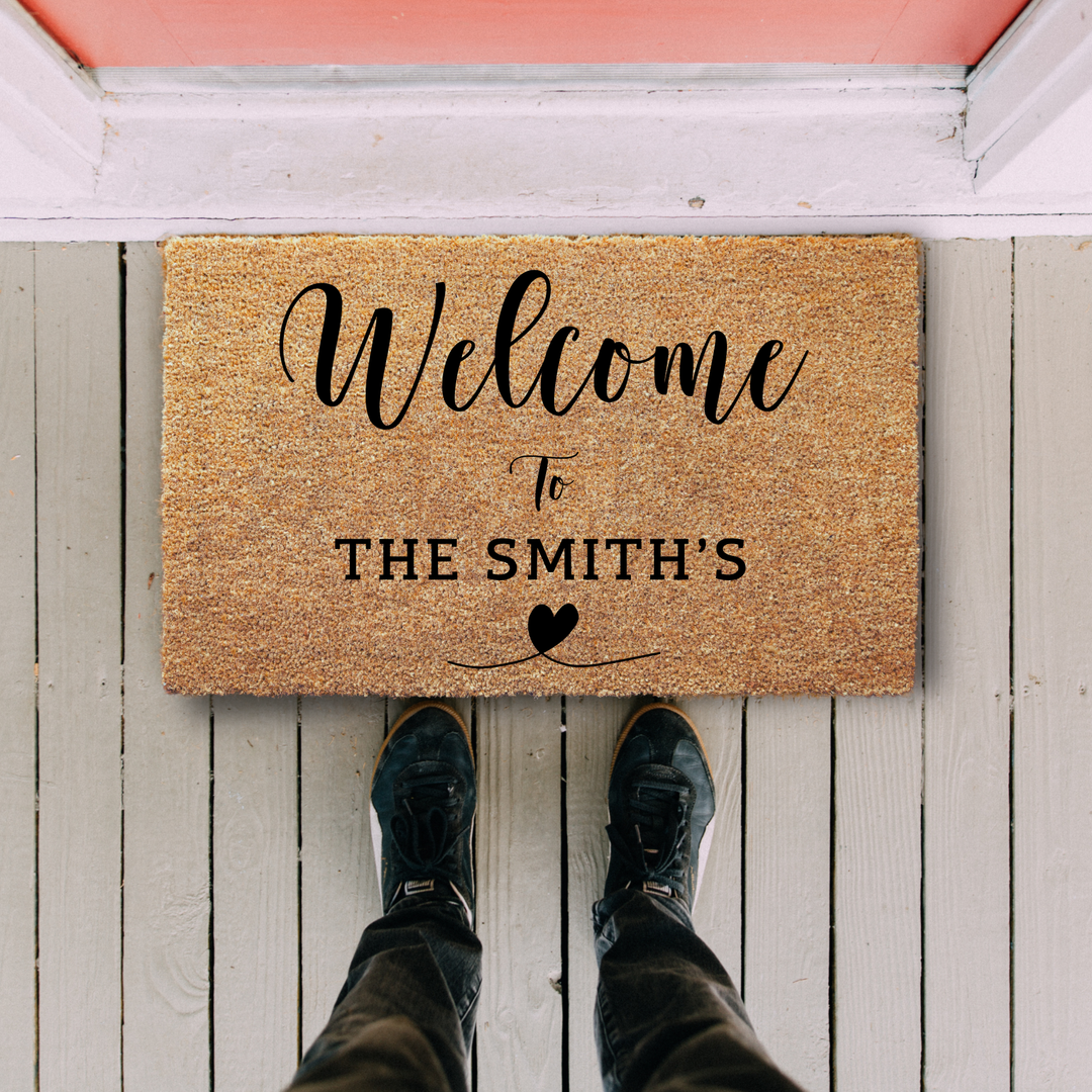 Personalized Welcome Doormat Heart Design