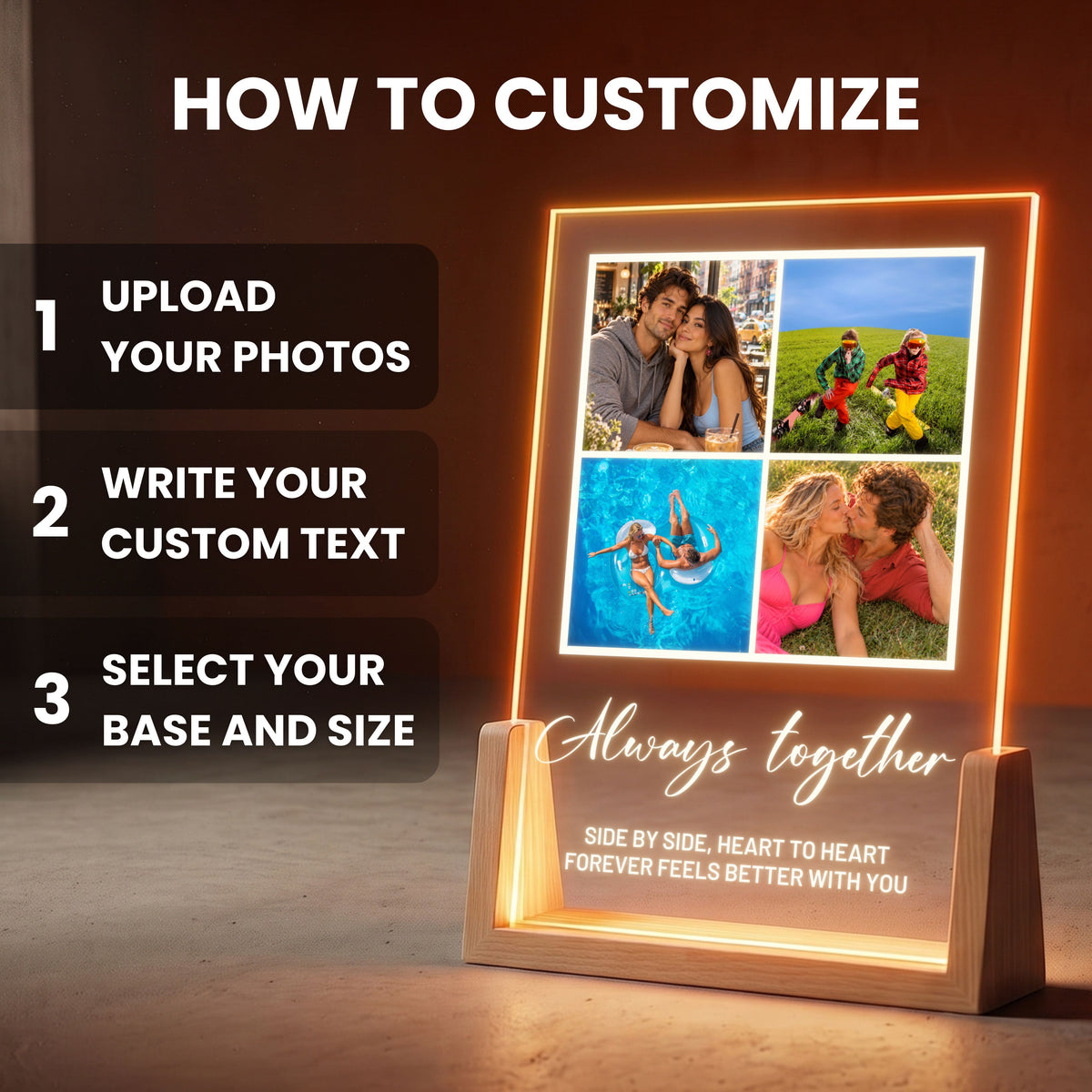 Four Photo Collage Plaque - Script Message