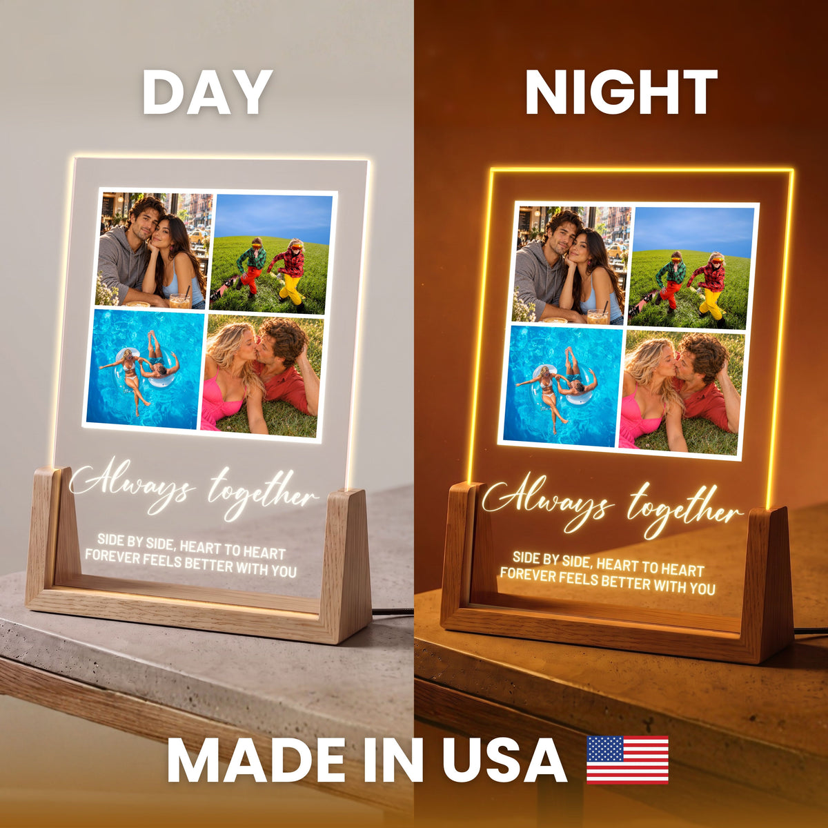 Four Photo Collage Plaque - Script Message
