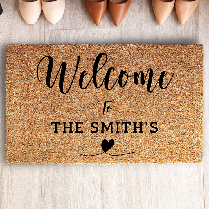 Personalized Welcome Doormat Heart Design