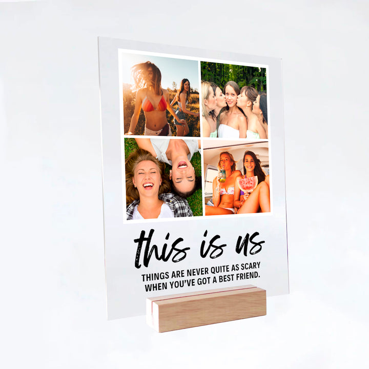 Acrylic 4 Photos Print with Stand & Handwriting Header