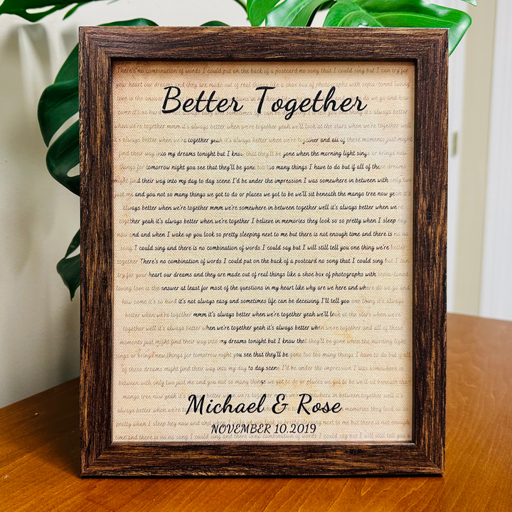 Music Lyrics on Heart Highlighted Canvas - Song Lyrics Printed on Cotton