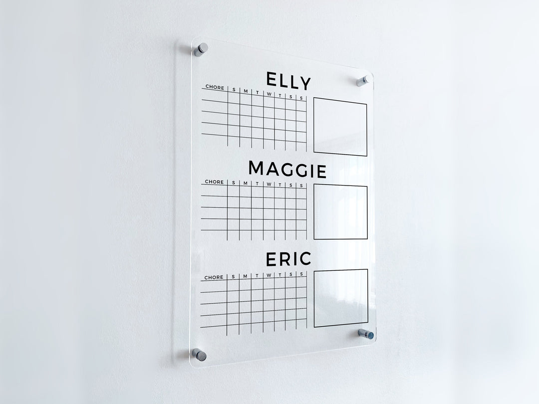 Personalized 3 Names Chore Chart Calendar