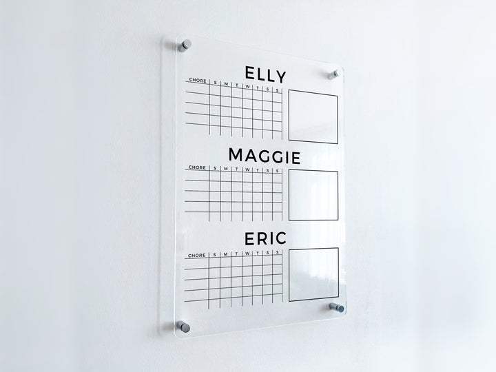 Personalized 3 Names Chore Chart Calendar