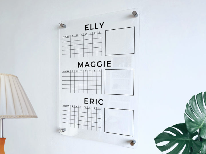 Personalized 3 Names Chore Chart Calendar