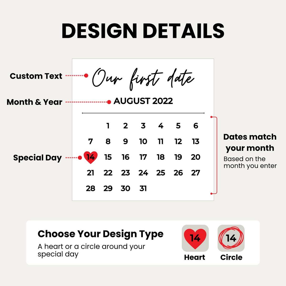 Personalized Calendar Keepsake for Anniversary