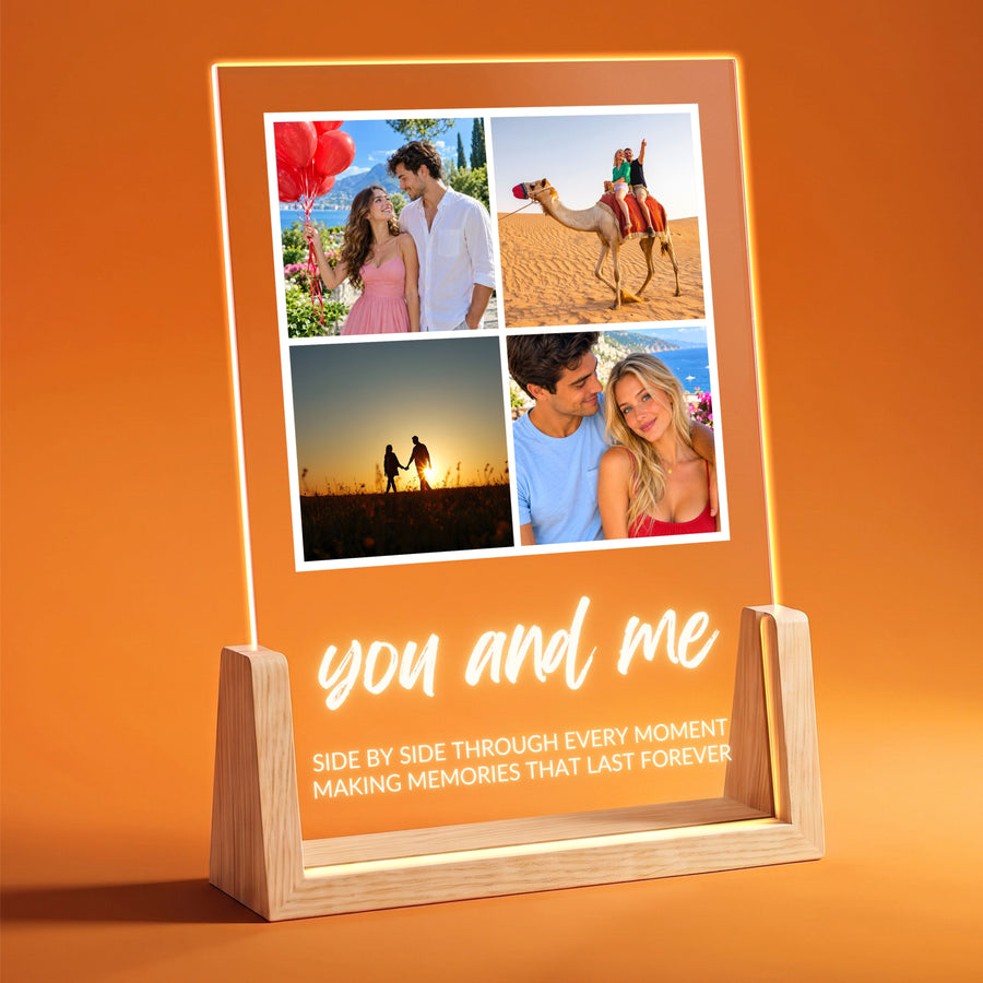 Four Photo Collage Plaque - Brush Script