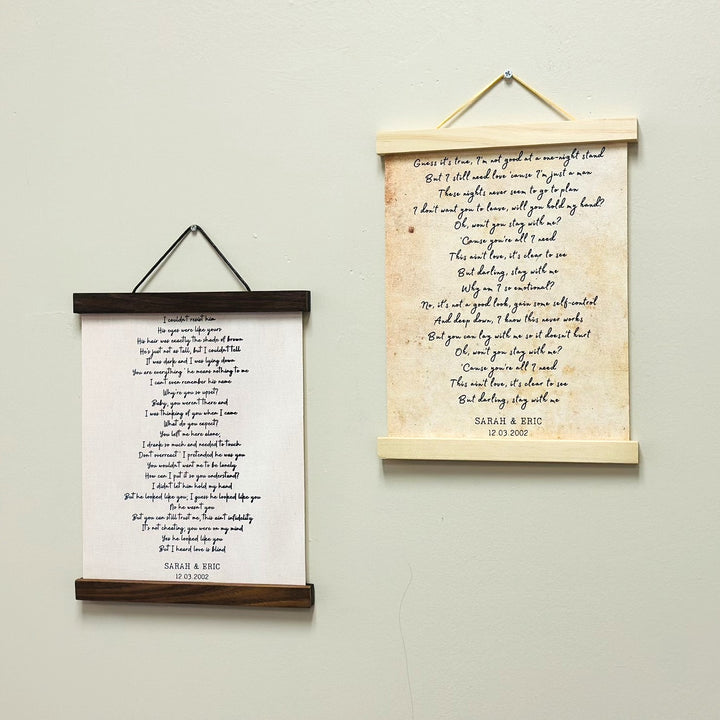 Song Lyrics Printed on Cotton with Frame