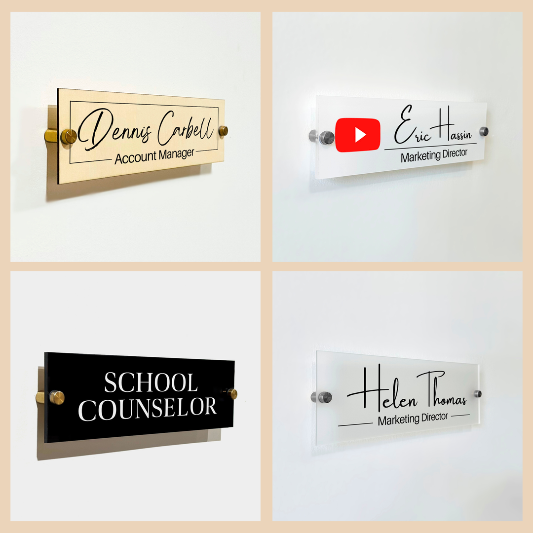 Personalized Office Door Name Plate & Background and Color Options