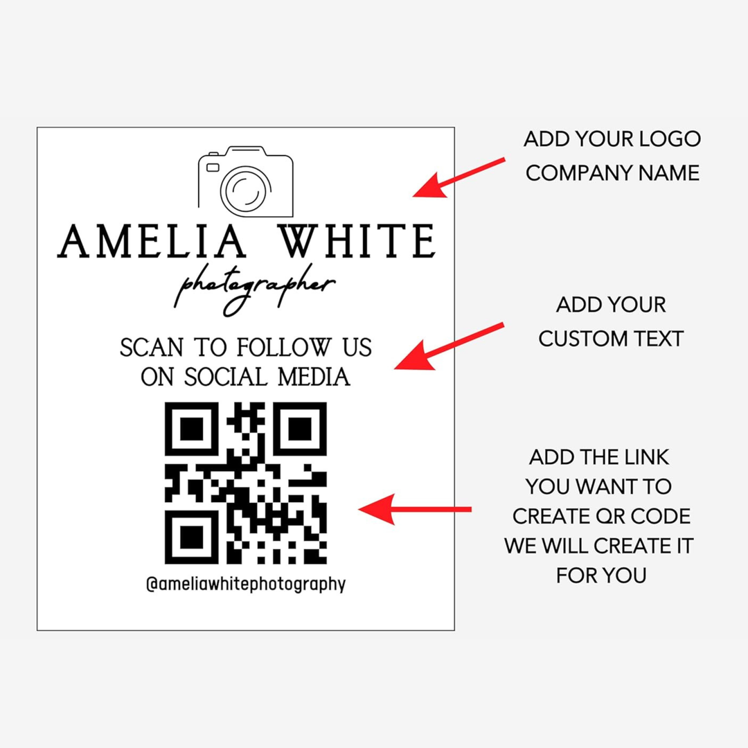 Business QR Code & Logo Sign for Social Media, Venmo, Wifi