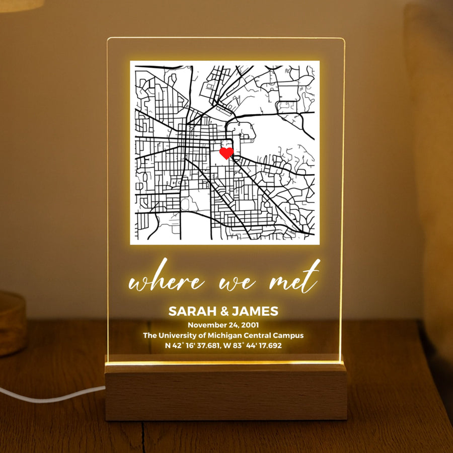 Where We Met Map Plaque